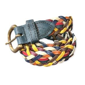 Capezio muted multicolored braided leather casual belt #L25